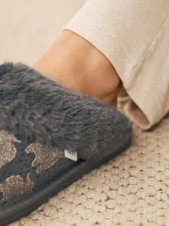 Grey Hamish Suede Mule Slippers