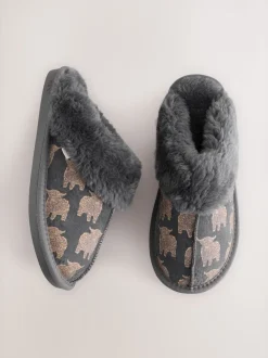 Grey Hamish Suede Mule Slippers