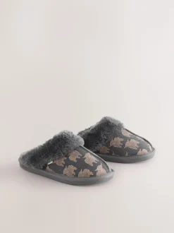 Grey Hamish Suede Mule Slippers