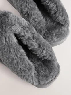 Grey Hamish Suede Mule Slippers