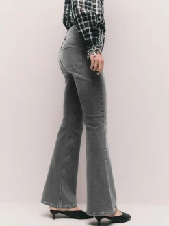 Grey High Rise Stretch Flare Jeans
