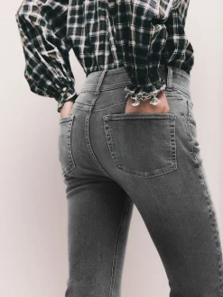 Grey High Rise Stretch Flare Jeans