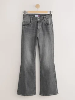 Grey High Rise Stretch Flare Jeans