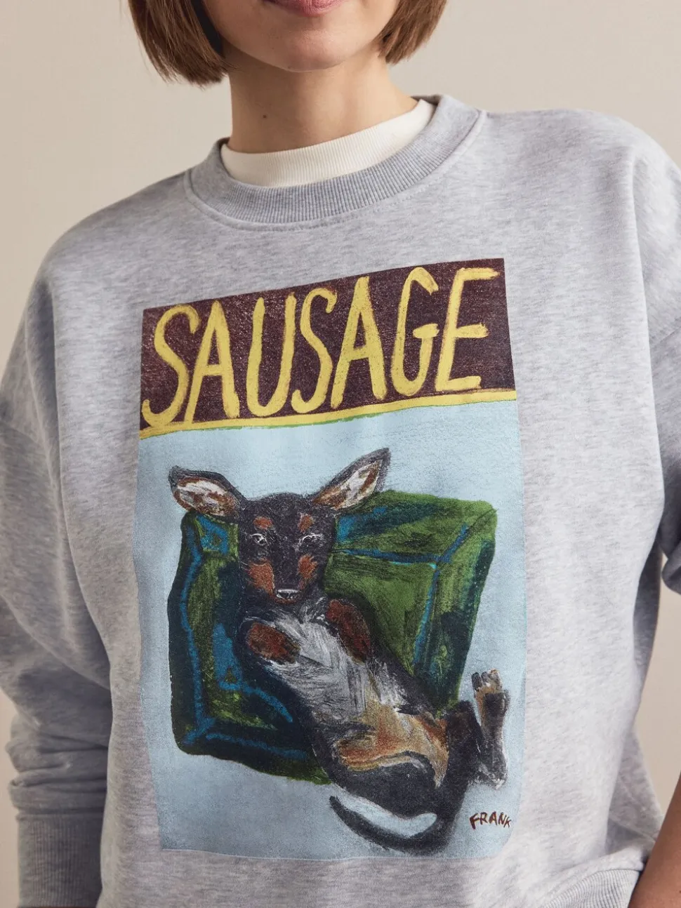 Grey License Frankie Thorpe Sausage Dog Graphic Sweatshirt