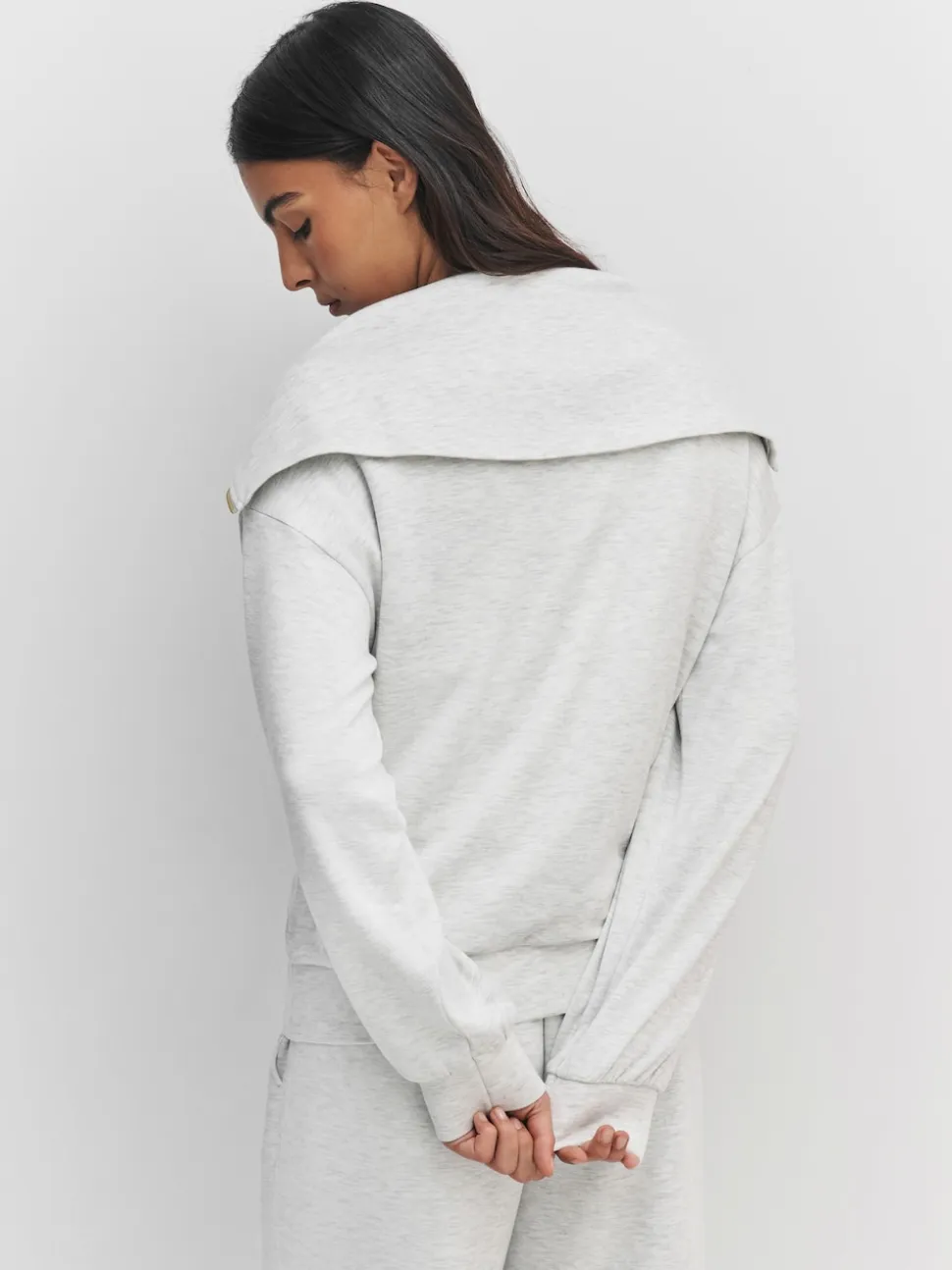 Grey Marl Half Zip Jersey Sweatshirt