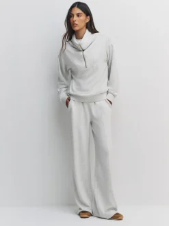 Grey Marl Premium Wide Leg Jersey Joggers