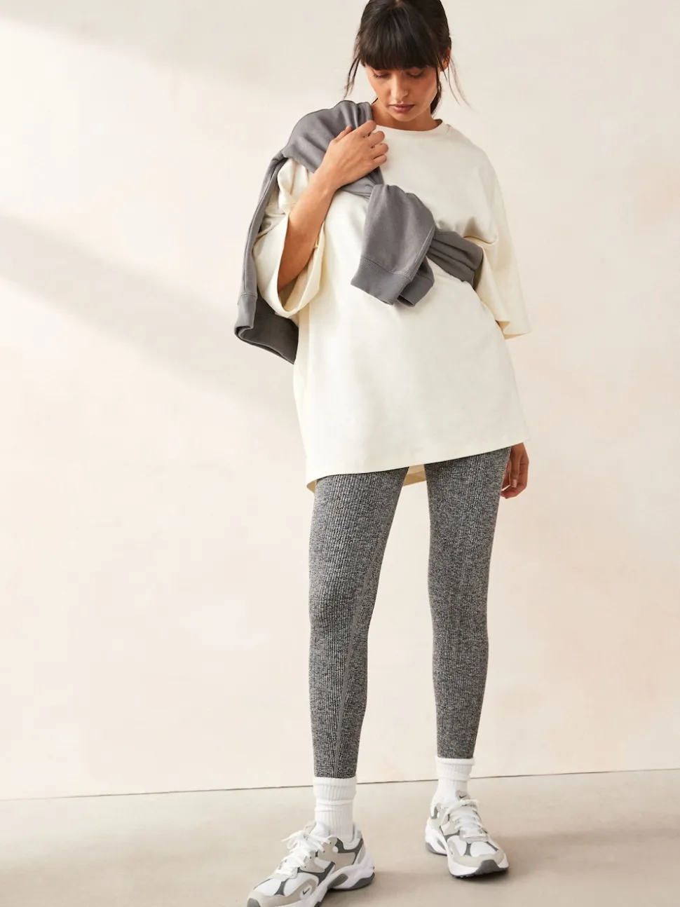 Grey Marl Ribbed Seamless High Waist Leggings
