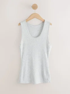 Grey Marl Thermal Maximum Warmth Cosy Pointelle Vest