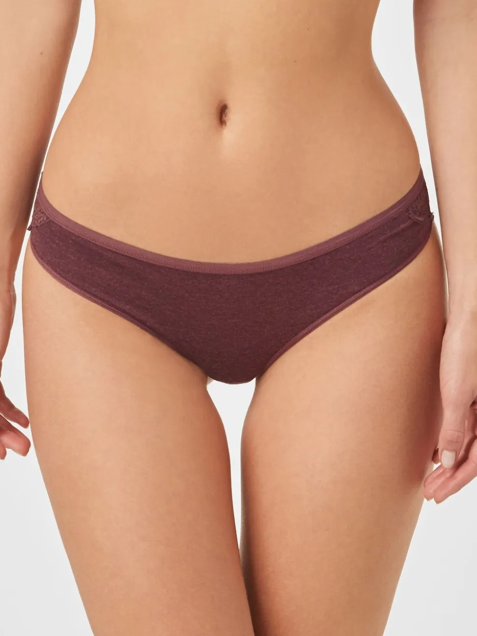 Grey Marl/Pink/Plum Bikini Cotton Lace Knickers 4 Pack