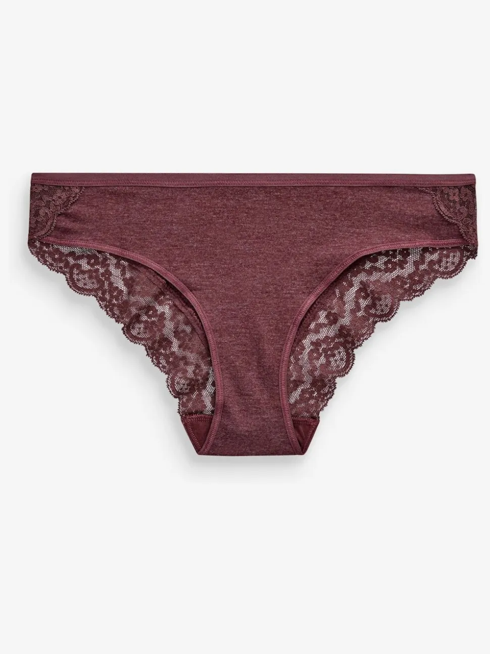 Grey Marl/Pink/Plum Bikini Cotton Lace Knickers 4 Pack