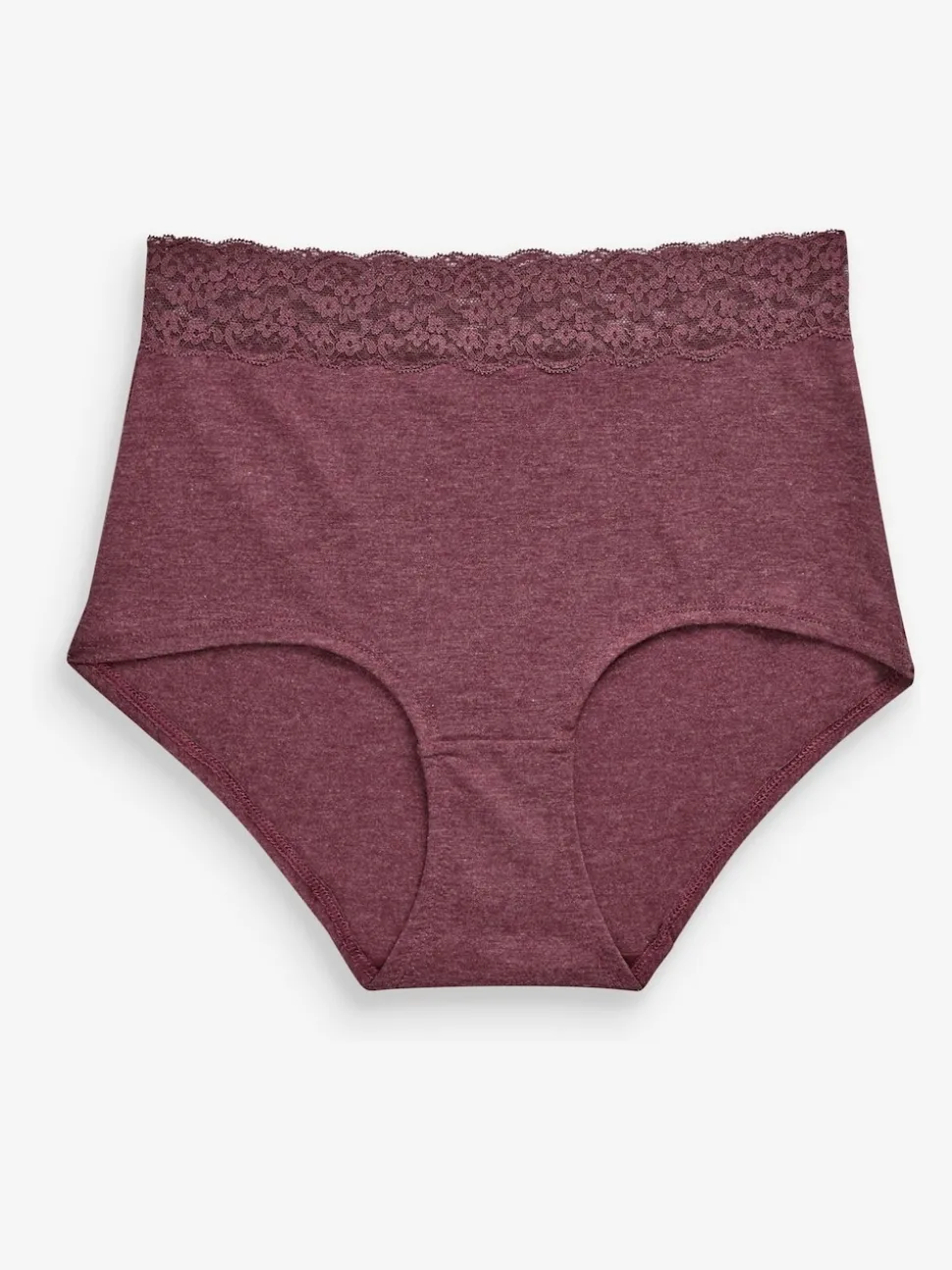 Grey Marl/Pink/Plum Full Brief Cotton Lace Knickers 4 Pack