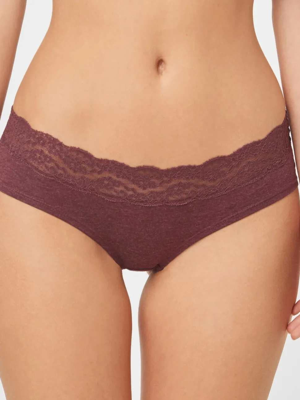 Grey Marl/Pink/Plum Short Cotton Lace Knickers 4 Pack