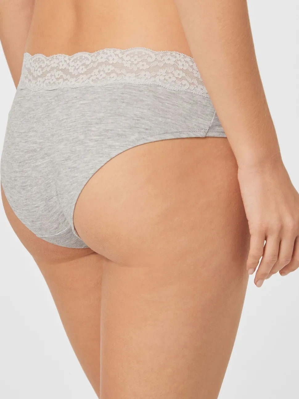 Grey Marl/Pink/Plum Short Cotton Lace Knickers 4 Pack