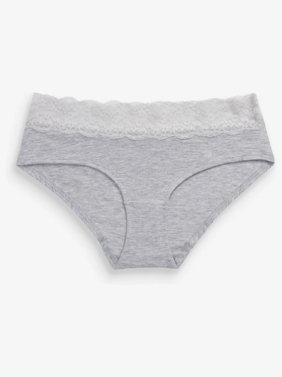 Grey Marl/Pink/Plum Short Cotton Lace Knickers 4 Pack