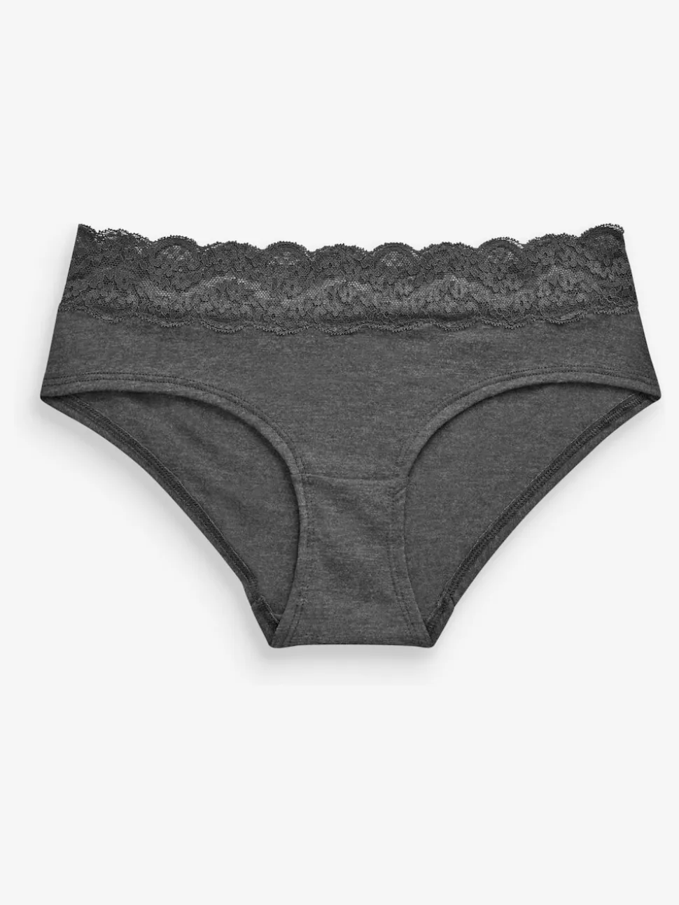 Grey Marl/Pink/Plum Short Cotton Lace Knickers 4 Pack