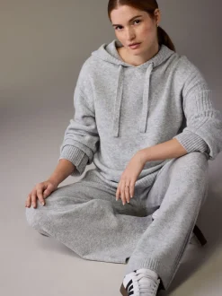 Grey Maternity Knitted Hoodie