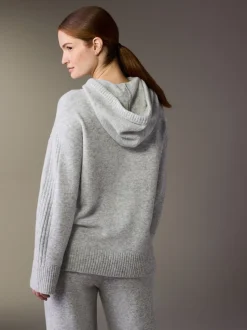 Grey Maternity Knitted Hoodie