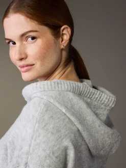 Grey Maternity Knitted Hoodie