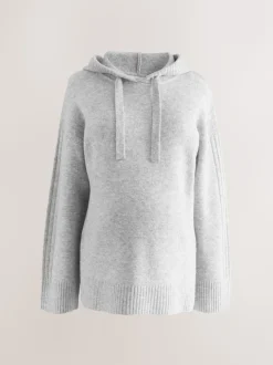 Grey Maternity Knitted Hoodie