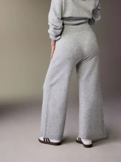 Grey Maternity Knitted Wide Leg Trousers