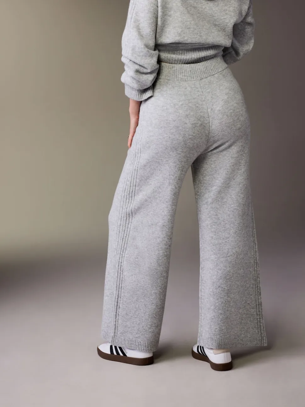 Grey Maternity Knitted Wide Leg Trousers