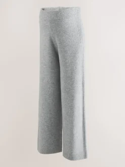Grey Maternity Knitted Wide Leg Trousers