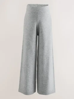Grey Maternity Knitted Wide Leg Trousers