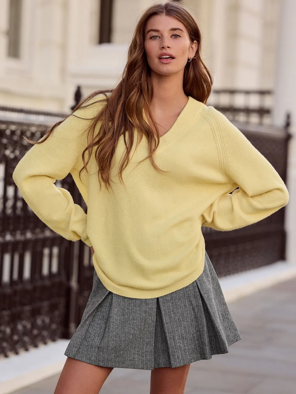 Grey Mini Kilt Skirt With Wool