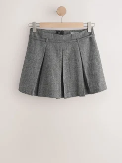 Grey Mini Kilt Skirt With Wool