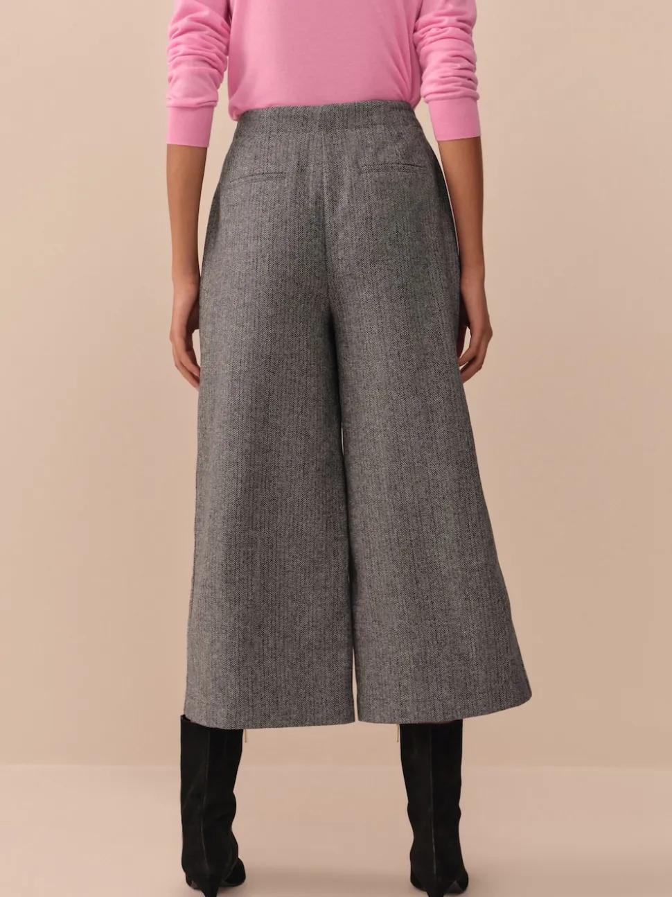 Grey N. Premium Herringbone Culottes With Wool