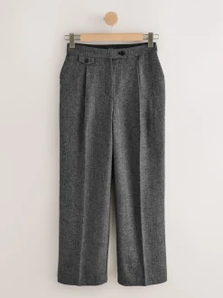 Grey N. Premium Wide Leg Pleated Trousers With Wool