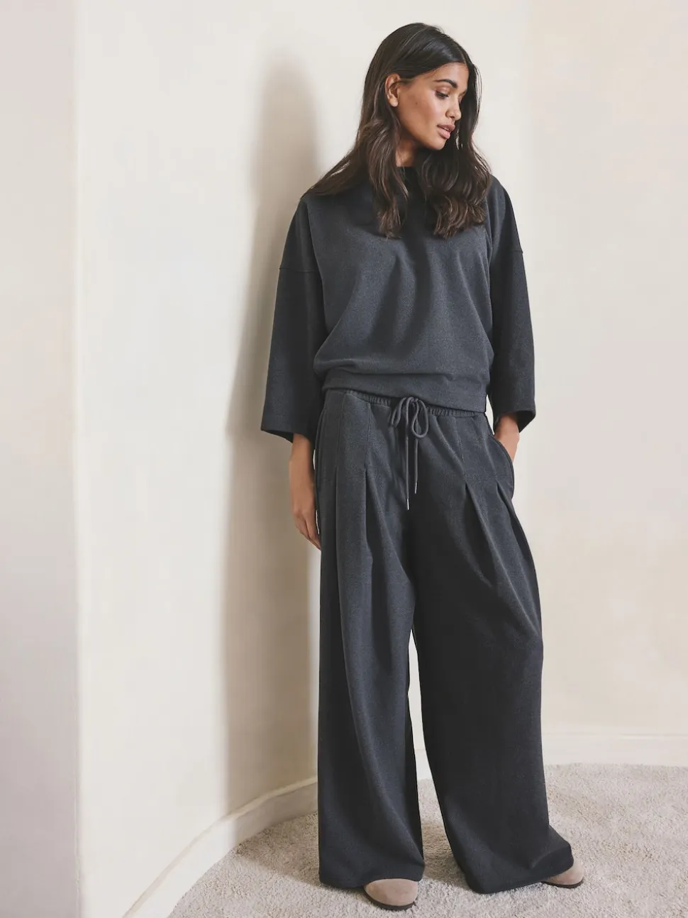 Grey N.Premium Brushed Wide Sweatshirt