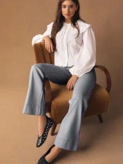 Grey Patch Pocket Wide Leg Jeans