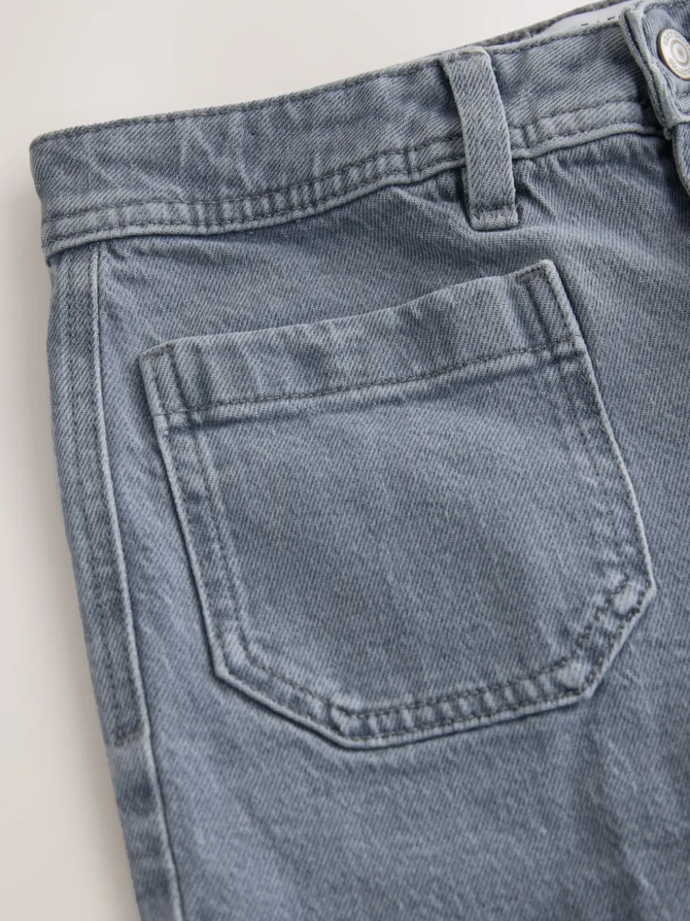 Grey Patch Pocket Wide Leg Jeans