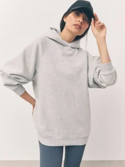 Grey Relaxed Fit Heavyweight Longline Hoodie