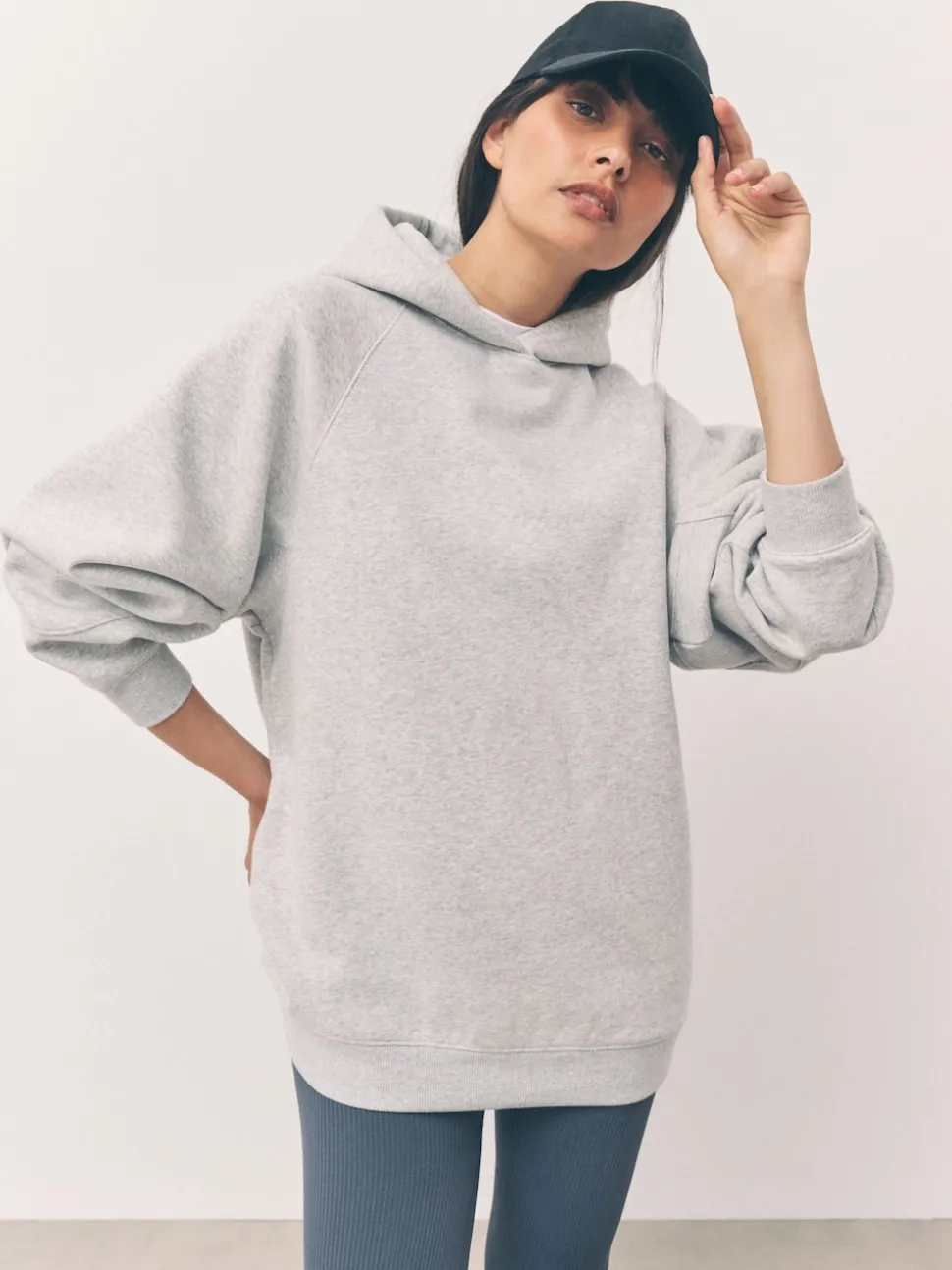 Grey Relaxed Fit Heavyweight Longline Hoodie