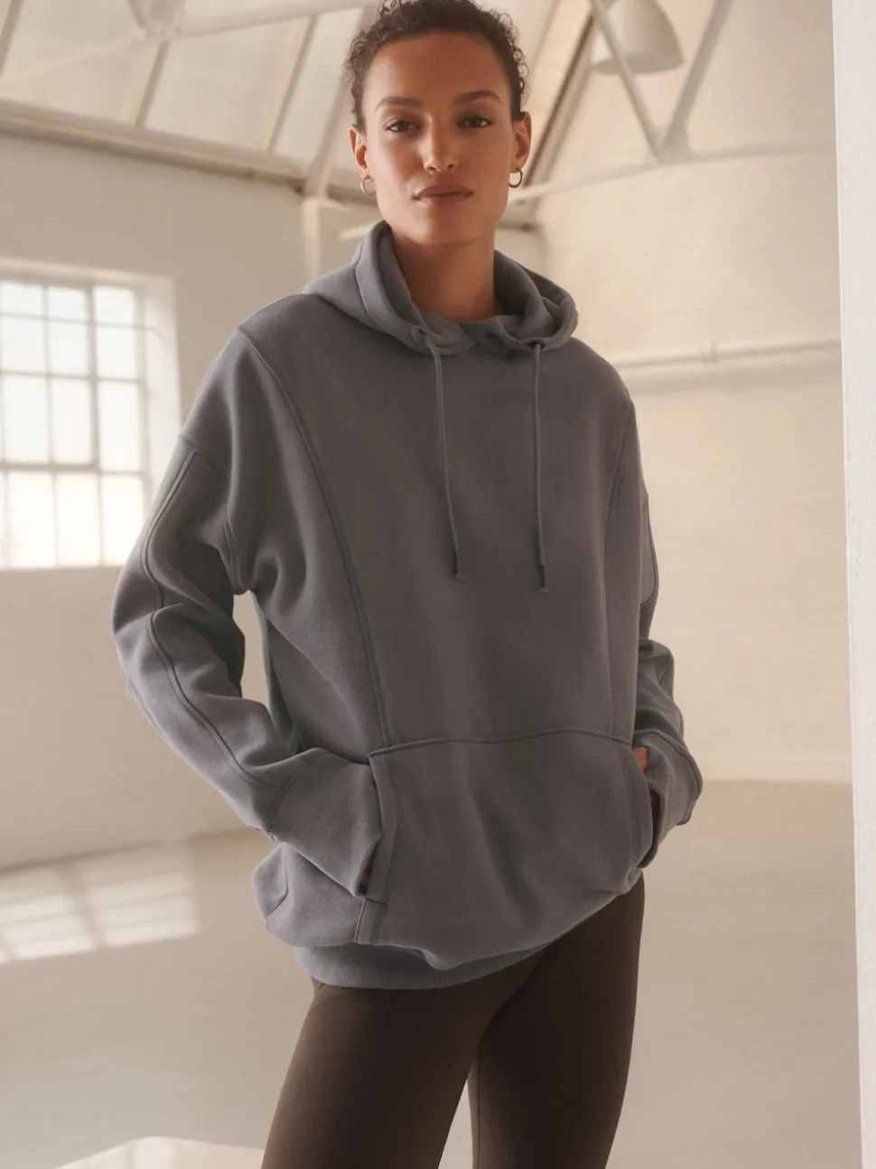 Grey Relaxed Fit Longline Hoodie