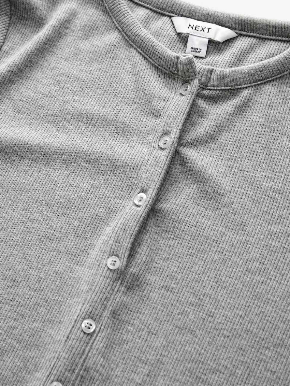 Grey Ribbed Long Sleeve Henley Bodysuit