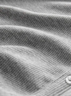 Grey Ribbed Long Sleeve Henley Bodysuit