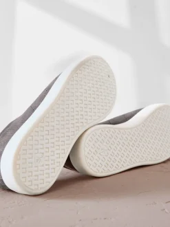 Grey Signature Premium Leather Laceless Slip-On Trainers