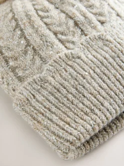 Grey Sparkle Knitted Pom Hat