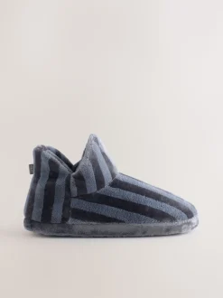 Grey Stripe Boot Slippers