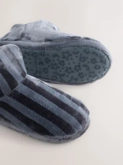 Grey Stripe Boot Slippers