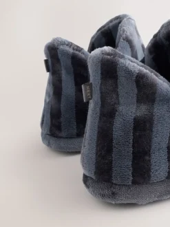 Grey Stripe Boot Slippers