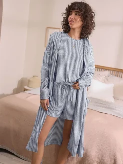 Grey Stripe Cosy Lightweight Dressing Gown