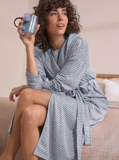 Grey Stripe Cosy Lightweight Dressing Gown