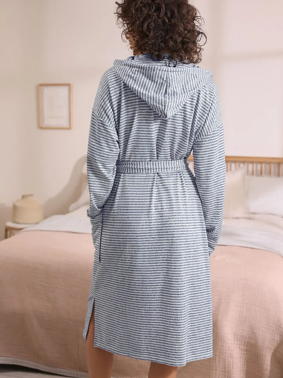 Grey Stripe Cosy Lightweight Dressing Gown
