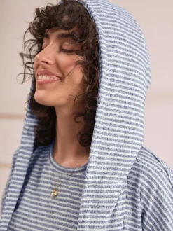 Grey Stripe Cosy Lightweight Dressing Gown