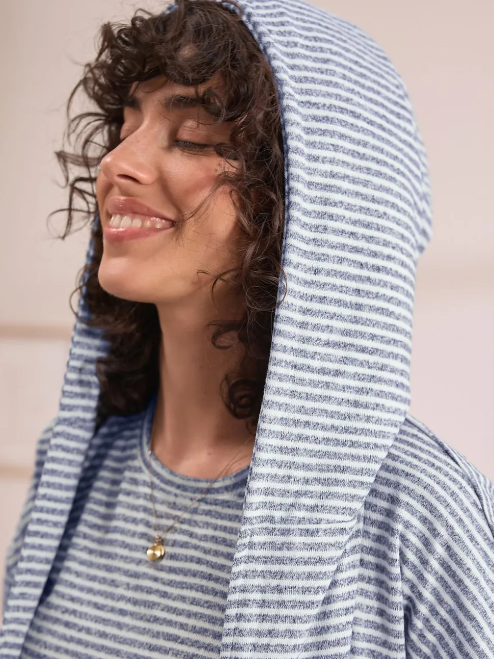 Grey Stripe Cosy Lightweight Dressing Gown