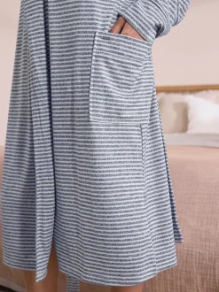 Grey Stripe Cosy Lightweight Dressing Gown